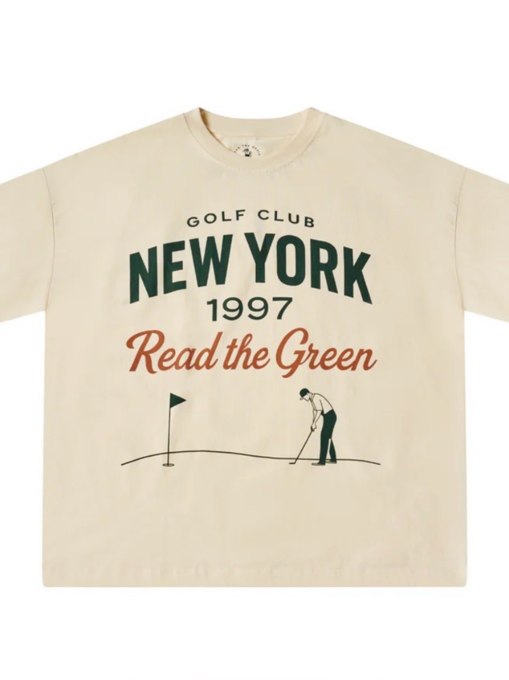 New York Golf Club 'Read the Green' Cream Graphic Oversized Tee